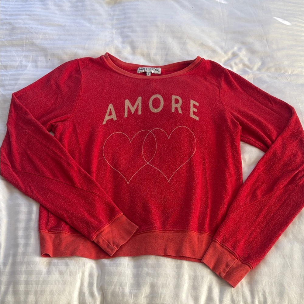 Wildfox Vibrant Red AMORE Sweatshirt Small